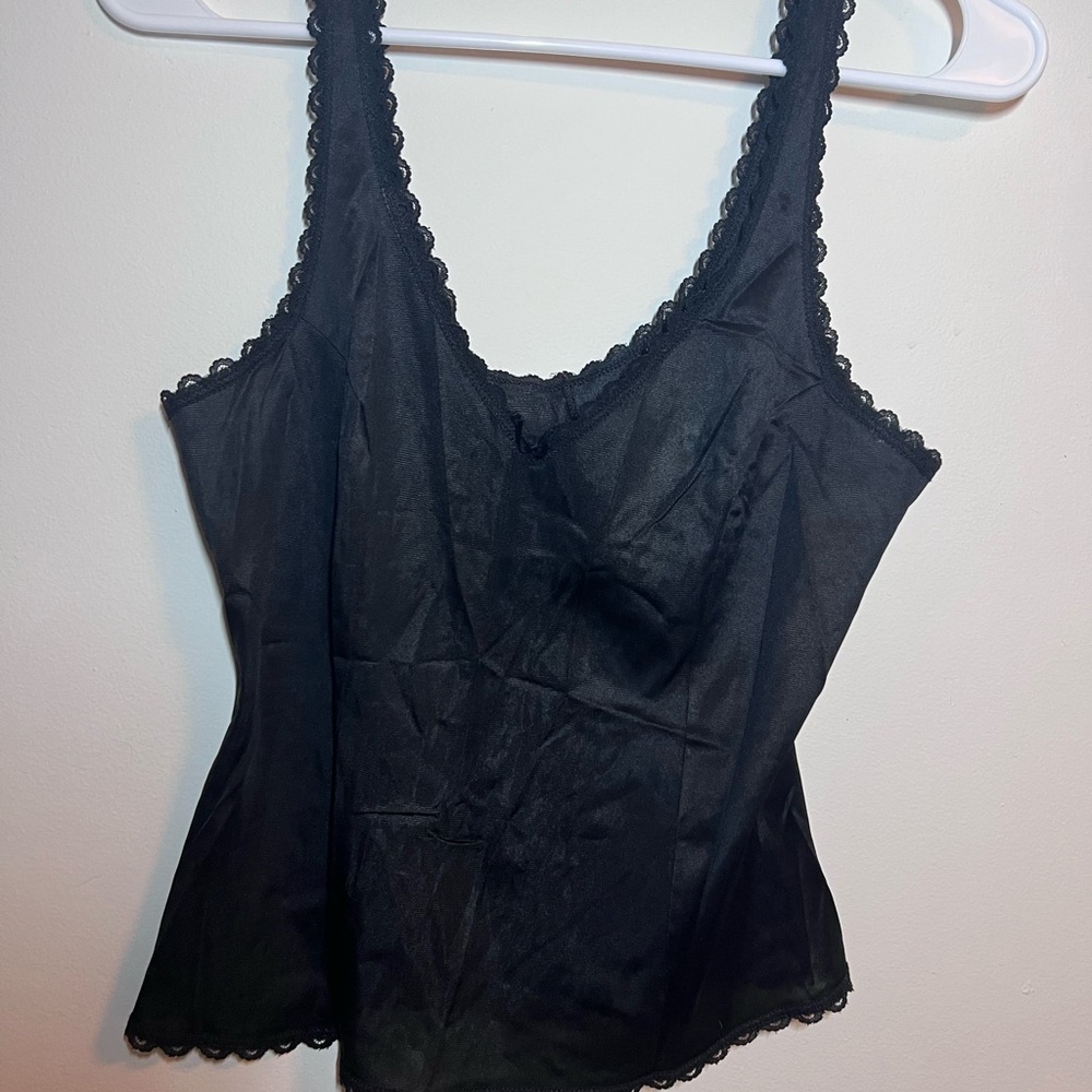Elegant Black Lace Trim Women's Top